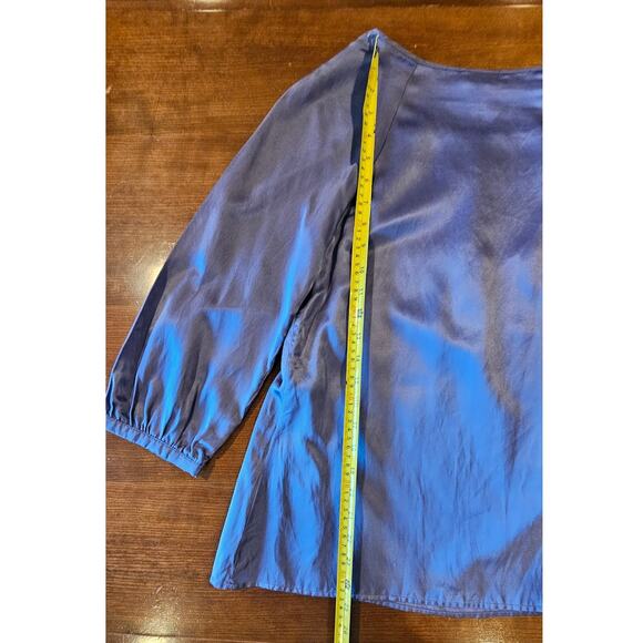 J. Jill Silk Blouse, Blue, Pleated, 52% Silk, 48% Cotton, Sz M - Picture 9 of 11